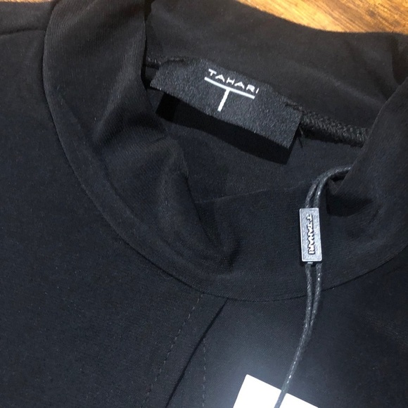 Tahari Black Keyhole Blouse Semi Sheer long Sleeve Size Small - Picture 5 of 6